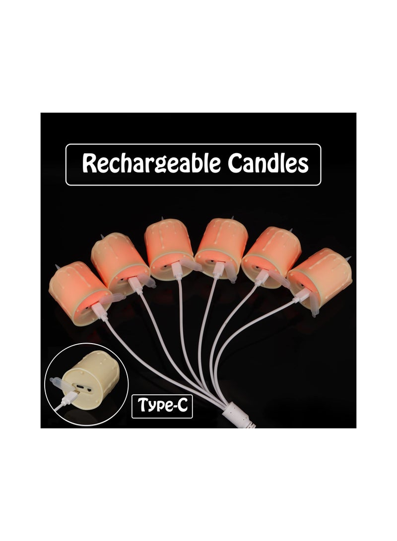 Excefore Rechargeable Flameless Votive Candles with Remote Timer, D2 x H3 inches in/Outdoor Waterproof Flameless Flickering Electric Candles, 3D Wick Battery Operated LED Tea Lights, Set of 6, Ivory - Image 3