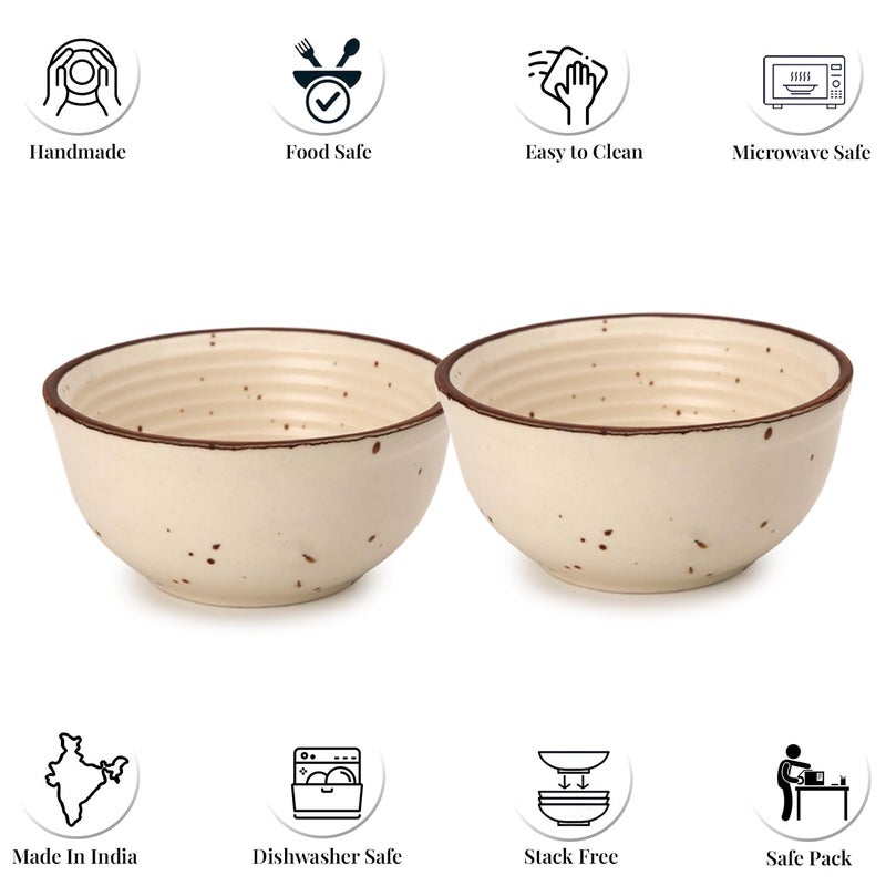 Bodhi House Ceramic Snack Bowls Set of 4 (180ml) for Serving Vegetable, Dal, Cereal, Salad Bowl, Mixing Bowl for Snacks, Microwave and Dishwasher Safe, Perfect for Dining and Gifting, Beige - Image 4