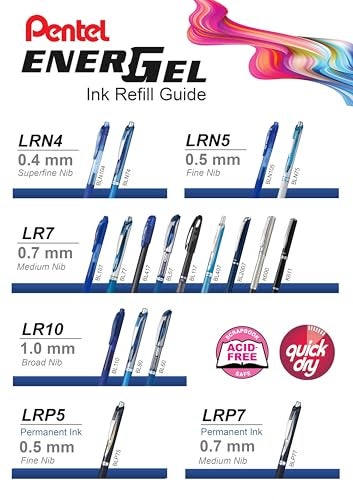 Pentel حبر إعادة تعبئة بنتل لقلم الجل القابل للسحب EnerGel RTX، 12 عبوة، 0.7 مم، نقطة متوسطة، أزرق داكن (LR7-CA) - Image 5