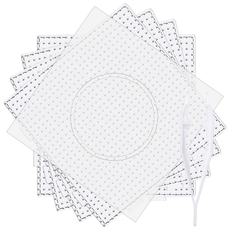 4pcs5mm Large Square Fuse Beads Pegboards Plastic Beads Boards with Ironing Paper Beads Tweezers for Kids Craft Beads