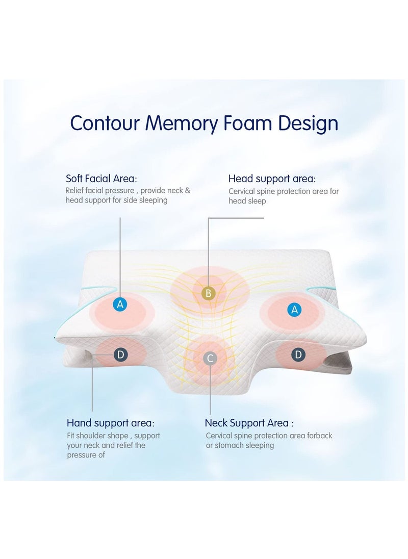 Arabest Cervical Memory Foam Pillow,Ergonomic Contour Pillow for Neck and Shoulder Pain Relief,Ergonomic Neck Pillow with Cooling Cover,Orthopedic Bed Support Pillow for Side,Back,Stomach Sleeper  - Image 4