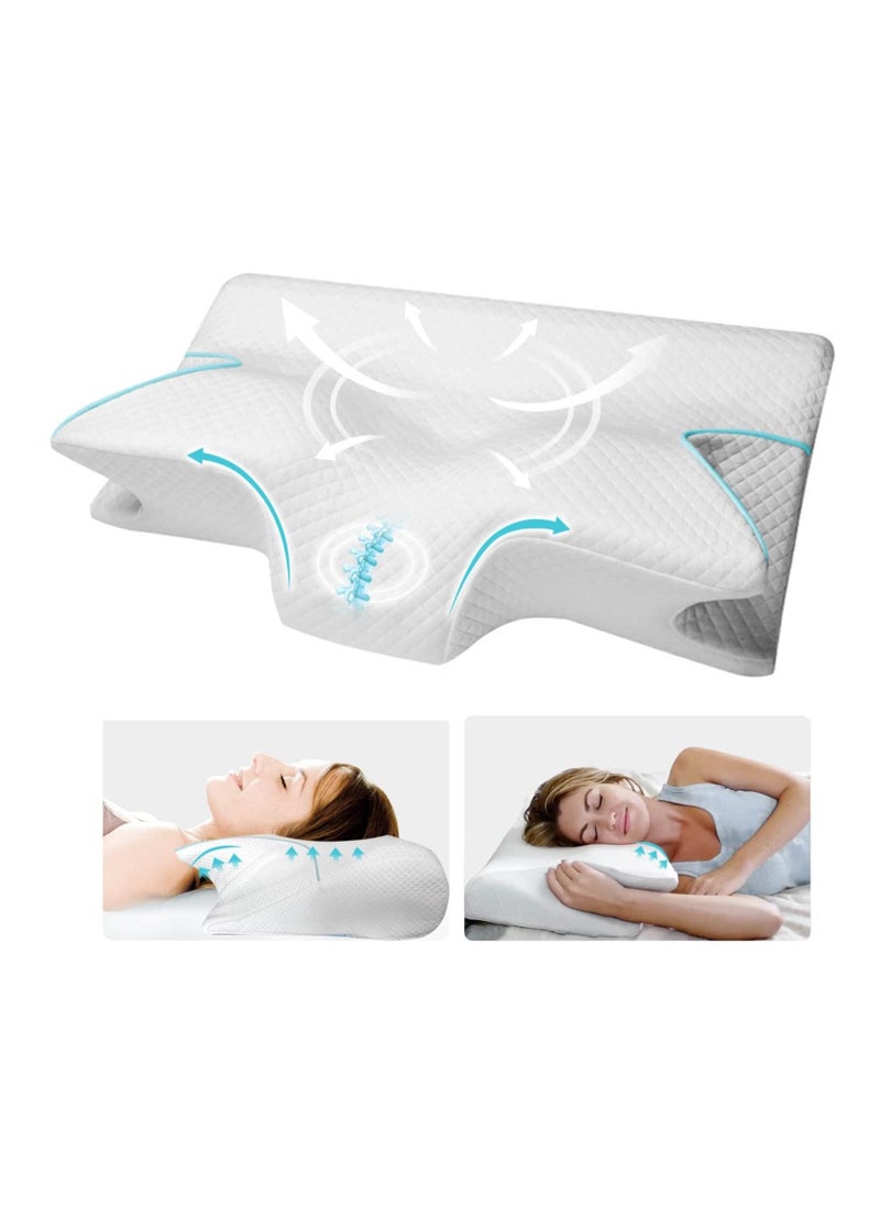 Arabest Cervical Memory Foam Pillow,Ergonomic Contour Pillow for Neck and Shoulder Pain Relief,Ergonomic Neck Pillow with Cooling Cover,Orthopedic Bed Support Pillow for Side,Back,Stomach Sleeper  - Image 1