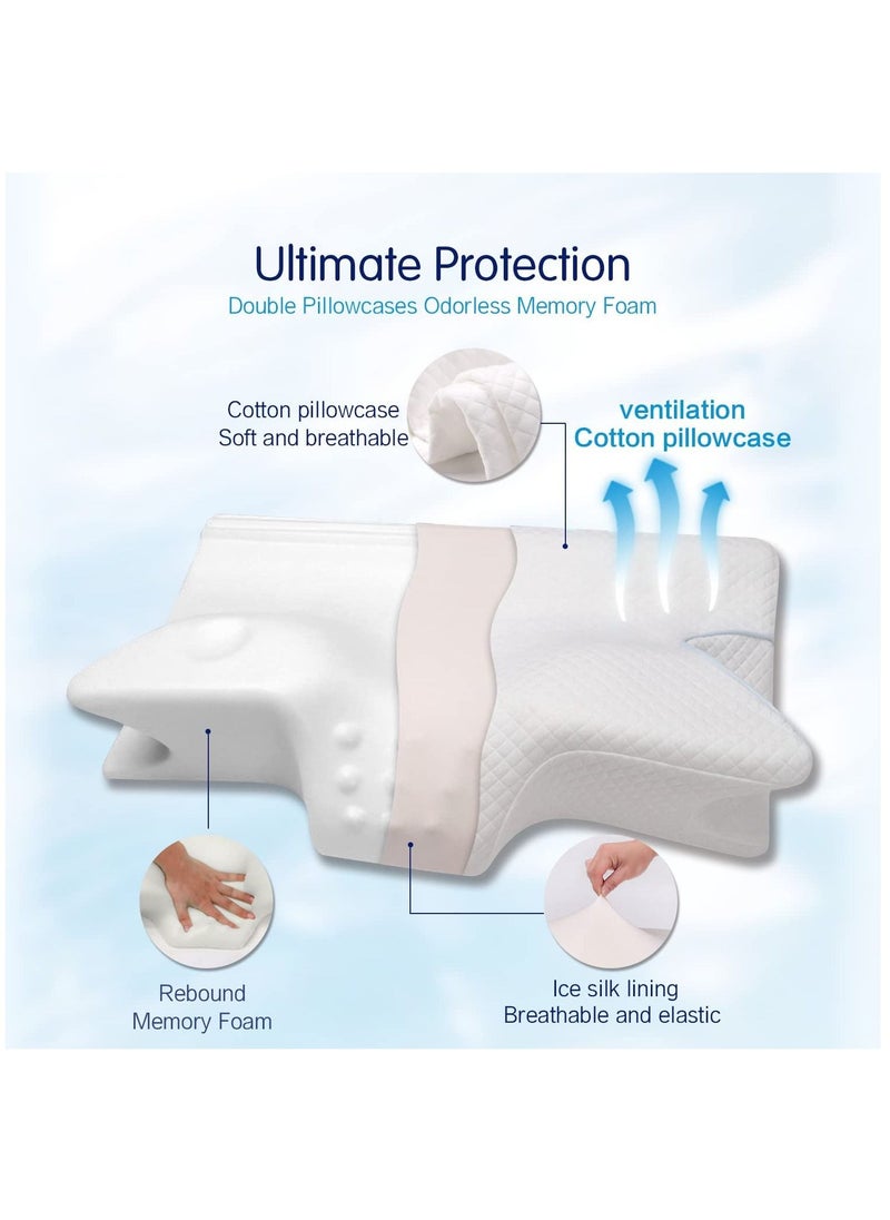 Arabest Cervical Memory Foam Pillow,Ergonomic Contour Pillow for Neck and Shoulder Pain Relief,Ergonomic Neck Pillow with Cooling Cover,Orthopedic Bed Support Pillow for Side,Back,Stomach Sleeper  - Image 2