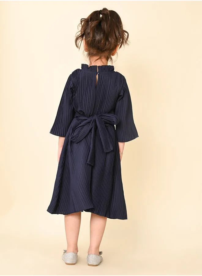 LILPICKS Ruffle High Neck Pleated Midi Dress by Styli