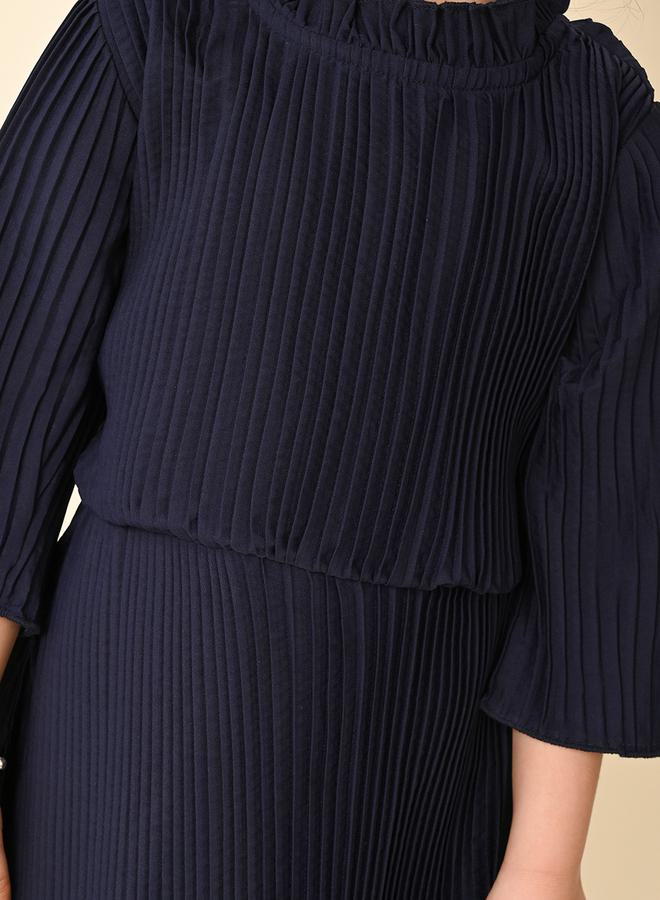 ليل بيكس فستان ميدي بياقة عالية وكشكشة وطيات من ستايلي - Image 3