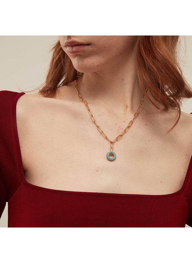 ORELIA LONDON - Pave Encrusted Doughnut Link NL TRQ - Image 1