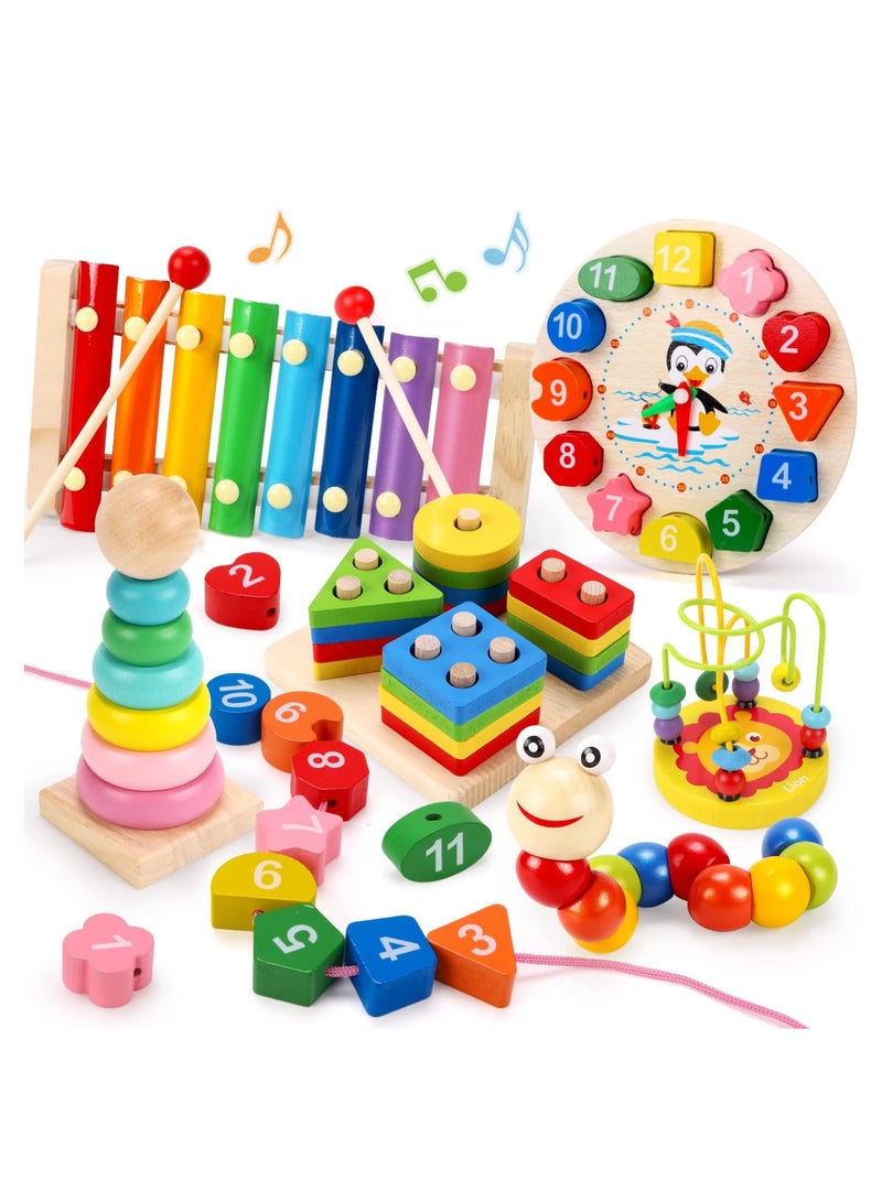 Montessori Toys for 2 Year Old Boys Girls, 6PCS Kids Wooden Toys, Baby Boy Toys 3-6 Year Old, Preschool Educational Learning Toy for Kids Ages 3 4 5 6+, Birthday Gifts - Image 1