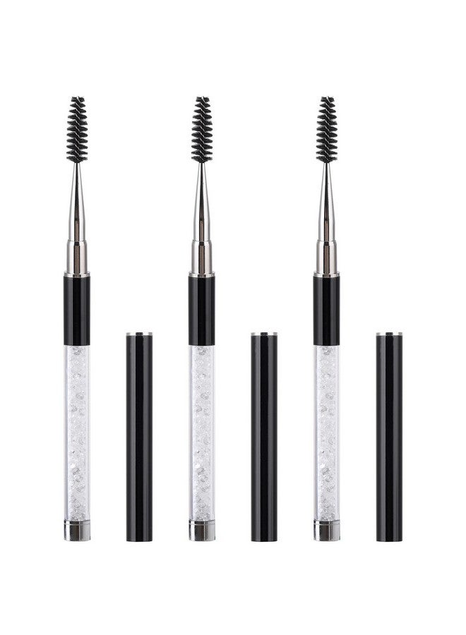 Tbestmax 3 Pcs Spoolies Mascara Wands Eyelash Brushes Eye Brow Brush Applicator With Cap For Travel Black - Image 1