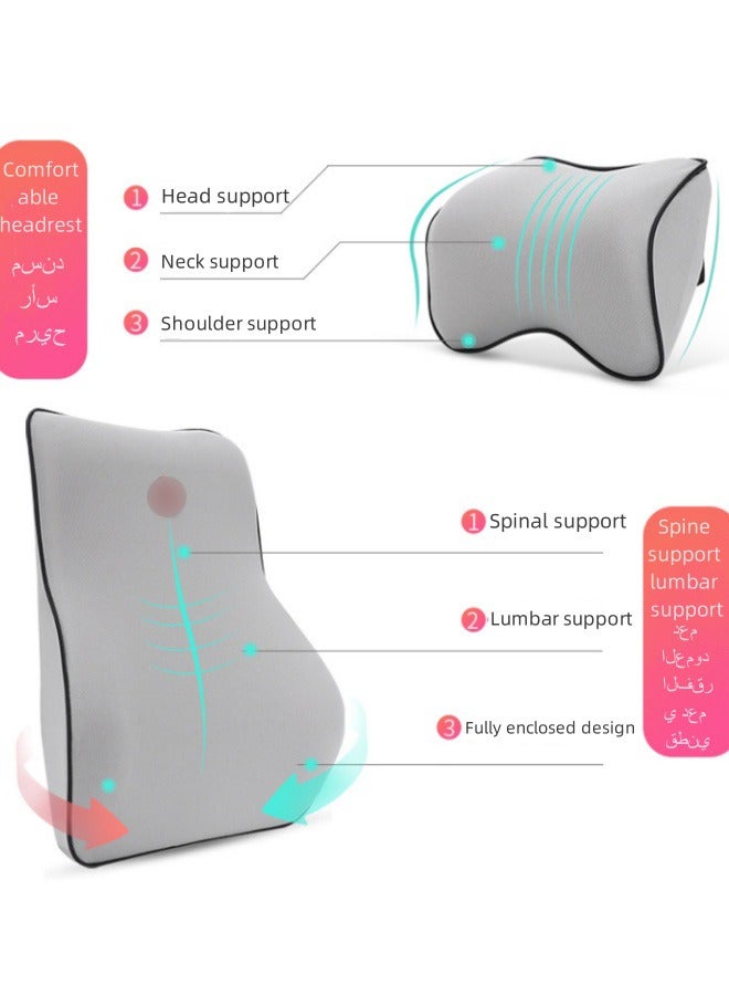 Poxvalzor Car Accessories,Car Back Cushion Lumbar Support And Car Neck Pillow Car Pillow Kit Memory Foam Erognomic Design Universal Fit Muscle Pain And Tension Relief Car Seat Back Support For Car Seat Car Seat Cover (Neck Pillow+ Cushion Set) - Image 3