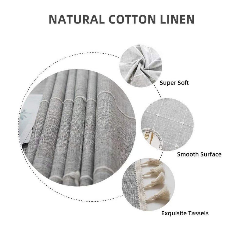 DEEPDREAM Deep Dream Tablecloths, Embroidered Waterproof Table Cloth Cotton Linen Wrinkle Free Anti-Fading Table Cover Decoration for Kitchen Dinning Party Christmas, 55 x 86 Inch - Gray - Image 3