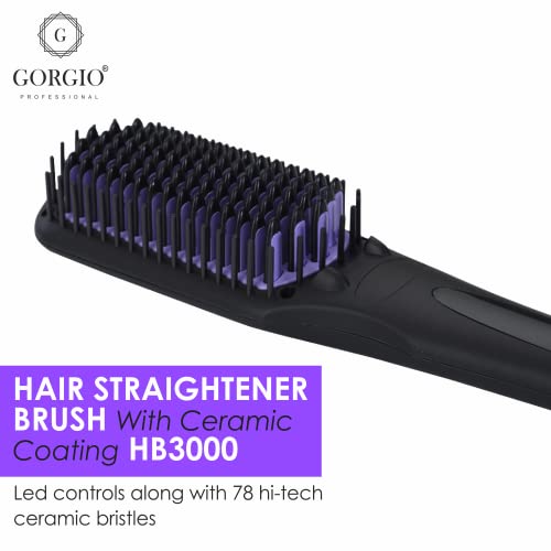 Gorgio Professional Instant Hair Straightening Brush | Ceramic Coated Bristles for Frizz-Free Finish | Ideal for Quick Styling at Home or Office | Compact Electric Brush for Silky, Smooth Hair - Image 3