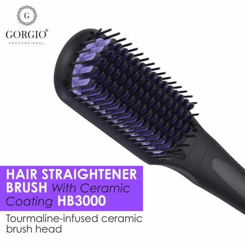 Gorgio Professional Instant Hair Straightening Brush | Ceramic Coated Bristles for Frizz-Free Finish | Ideal for Quick Styling at Home or Office | Compact Electric Brush for Silky, Smooth Hair - Image 5
