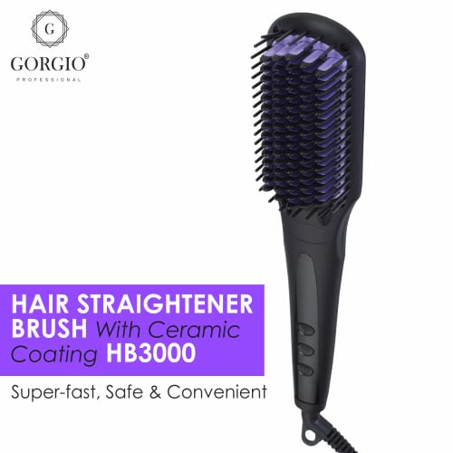Gorgio Professional Instant Hair Straightening Brush | Ceramic Coated Bristles for Frizz-Free Finish | Ideal for Quick Styling at Home or Office | Compact Electric Brush for Silky, Smooth Hair - Image 2