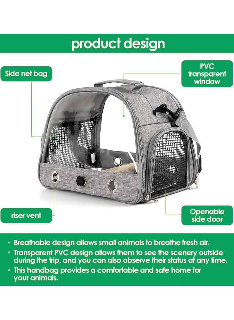 Bird Carrier Cages, Portable Transparent Bird Parrot Parakeet Carrier with Bracket, Stainless Steel Tray, Adjustable Shoulder Strap, Travel Cage Safe Travel Space Capsule Bag for Parrot and Bird - Image 3