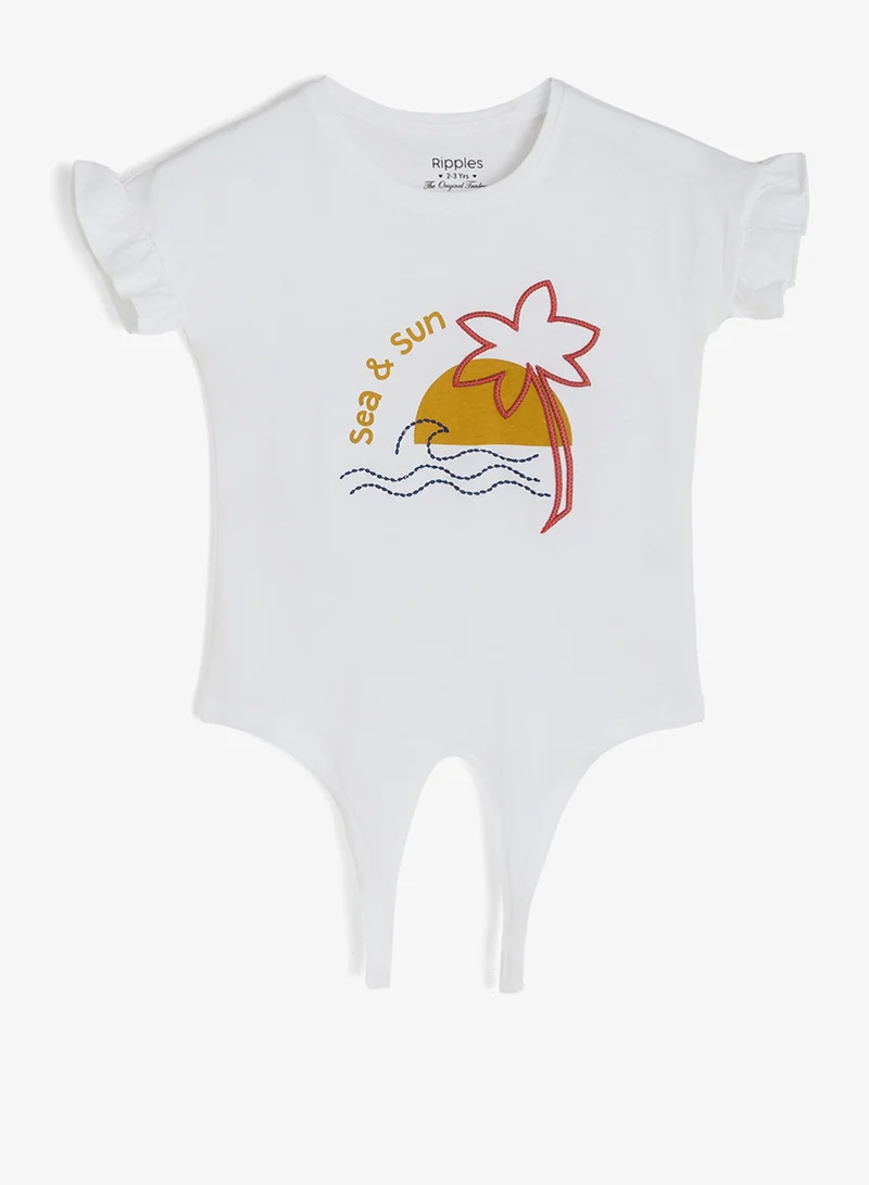 Ripples Girls Embroidered & Graphic T-shirt