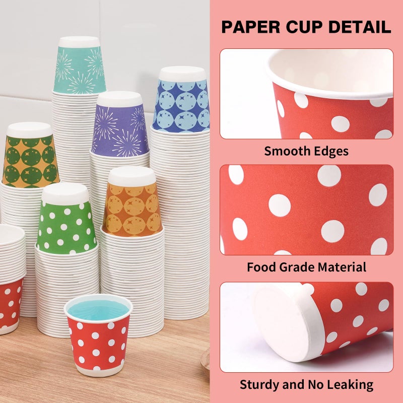 Tamone 600 Pack 3 oz Paper Cups - Small Bathroom Cups  Mini Dot Design Disposable Cups - Red  Green  Yellow - Mouthwash Cups for Party  Picnic  BBQ  Travel  Home and Event - Image 3