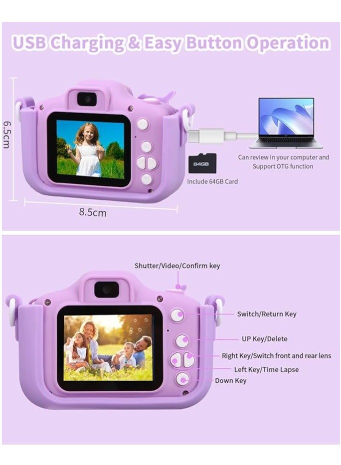 general Kids Camera for Girls, Kids Digital Camera with 32GB Card, 1080P HD Kids Video Camera for Kids Birthday Christmas Toy Gifts Selfie Childrens Camera for Toddler Age 3-14 Years Old - Image 5