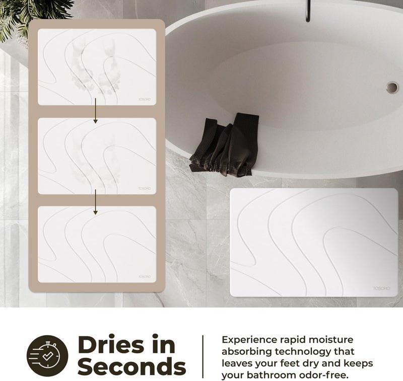 TOSORO Stone Bath Mat, Diatomaceous Earth Non-Slip Stone Shower Mat - Quick Drying Absorbent Bath Mats for Bathroom - Elegant & Modern Design, Easy to Clean (23.5 x 15) - Sandstone - Image 3