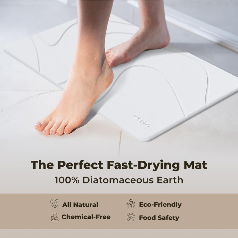 TOSORO Stone Bath Mat, Diatomaceous Earth Non-Slip Stone Shower Mat - Quick Drying Absorbent Bath Mats for Bathroom - Elegant & Modern Design, Easy to Clean (23.5 x 15) - Sandstone - Image 4
