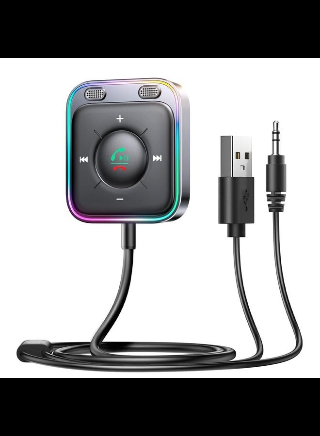 Generic Bluetooth 5.3 Car Adapter with Dual Mics and Noise Cancellation, AUX Bluetooth Car Kit with Plug-and-Play and Noise Filter for Hands-Free Calls and Stereo Audio - Image 1