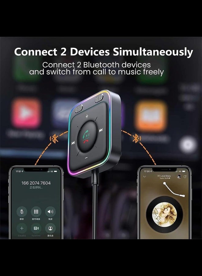 Generic Bluetooth 5.3 Car Adapter with Dual Mics and Noise Cancellation, AUX Bluetooth Car Kit with Plug-and-Play and Noise Filter for Hands-Free Calls and Stereo Audio - Image 3