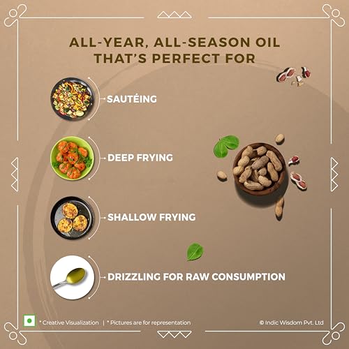 IndicWisdom Wood Pressed Groundnut Oil 1 Liter (Cold Pressed Groundnut Oil - Extracted on Wooden Churner) - Image 5