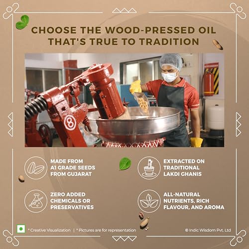 IndicWisdom Wood Pressed Groundnut Oil 1 Liter (Cold Pressed Groundnut Oil - Extracted on Wooden Churner) - Image 2