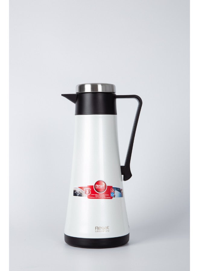 White stainless steel thermos, 1 liter