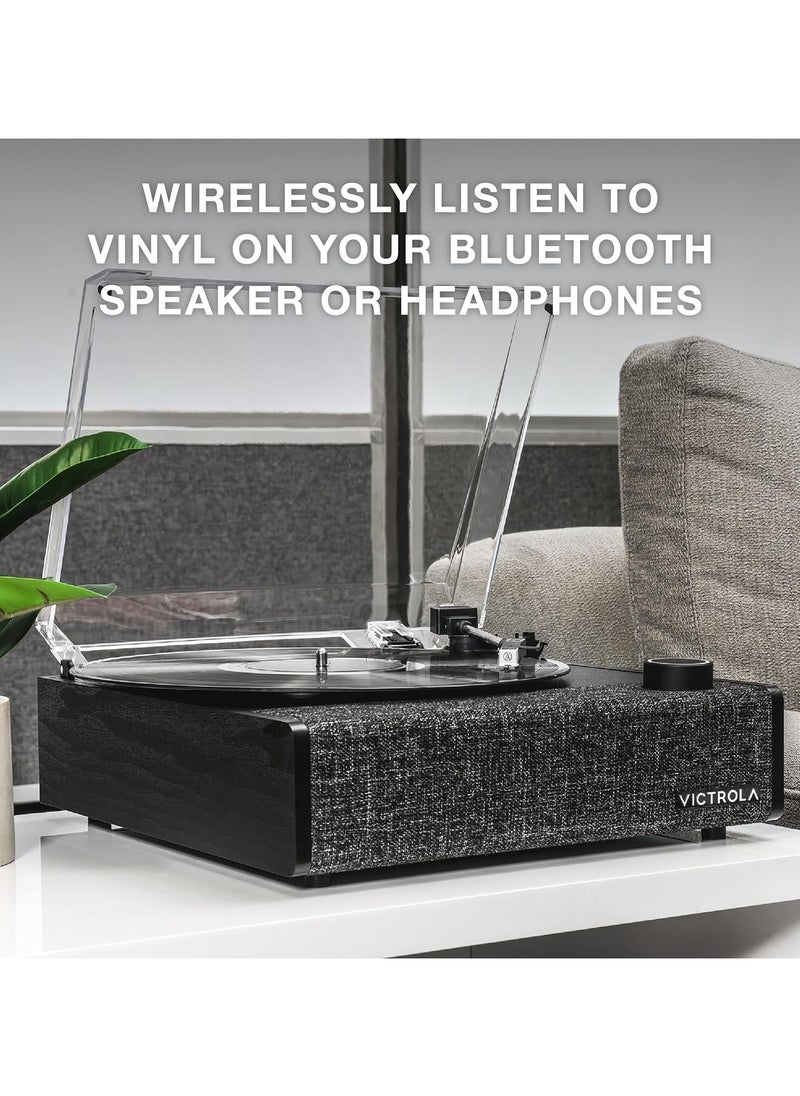 VICTROLA Victrola Eastwood II Record Player, Black Finish Turntable with Speakers, Bluetooth 5.1 and Vinyl Stream Technology, Vintage Style 3-Speed Vinyl Player, Audio Technica AT-3600LA Cartridge  - Image 4