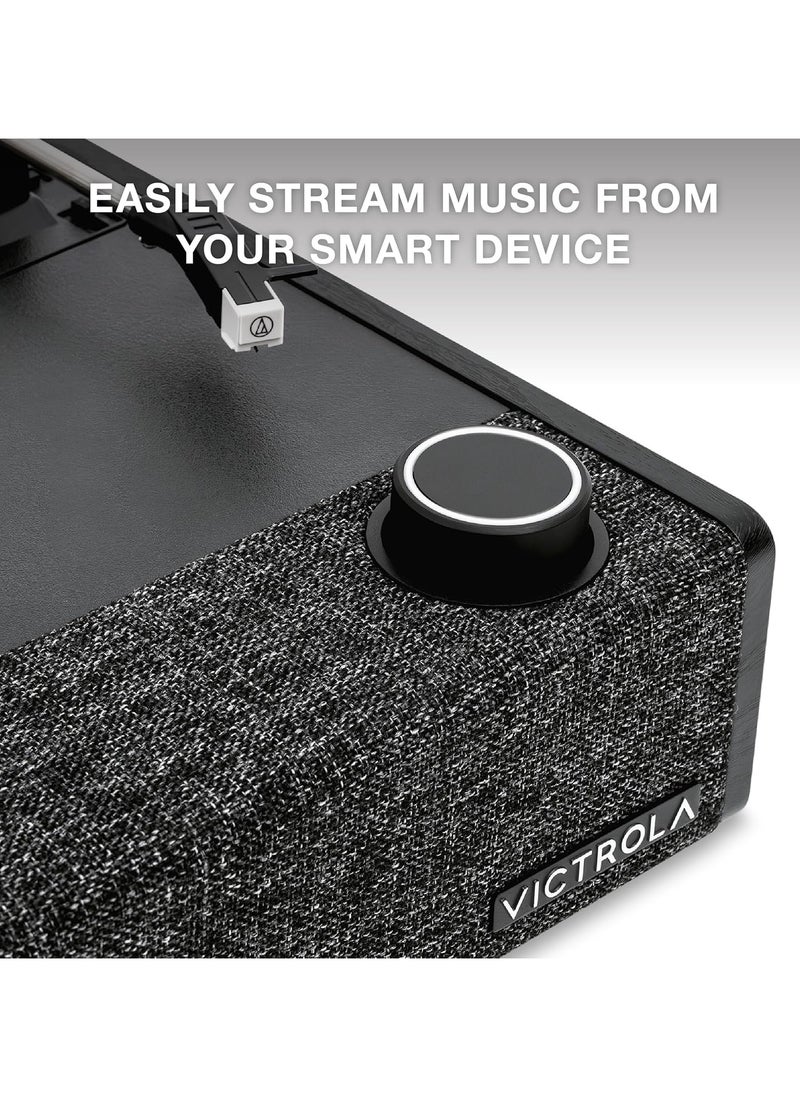 VICTROLA Victrola Eastwood II Record Player, Black Finish Turntable with Speakers, Bluetooth 5.1 and Vinyl Stream Technology, Vintage Style 3-Speed Vinyl Player, Audio Technica AT-3600LA Cartridge  - Image 3