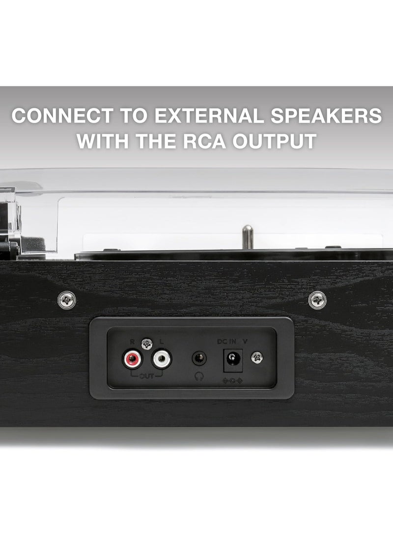VICTROLA Victrola Eastwood II Record Player, Black Finish Turntable with Speakers, Bluetooth 5.1 and Vinyl Stream Technology, Vintage Style 3-Speed Vinyl Player, Audio Technica AT-3600LA Cartridge  - Image 5
