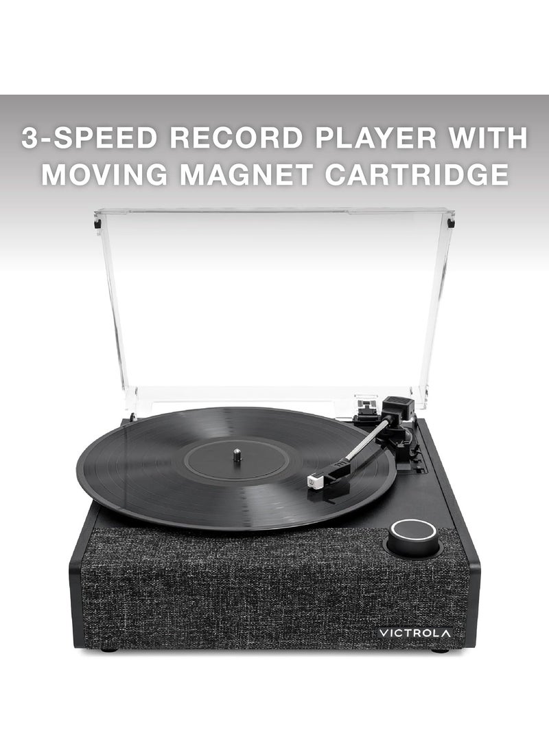 VICTROLA Victrola Eastwood II Record Player, Black Finish Turntable with Speakers, Bluetooth 5.1 and Vinyl Stream Technology, Vintage Style 3-Speed Vinyl Player, Audio Technica AT-3600LA Cartridge  - Image 2