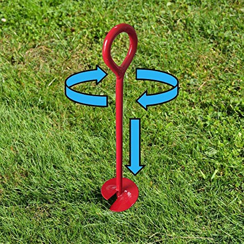MTB 40 Inch Auger Earth Anchor 4 Inch W Helix, 14mm Rod, Painted red,Heavy Duty Ground Anchor Hook for Guying Tents Fencing Canopies,Pack of 1 - Image 3