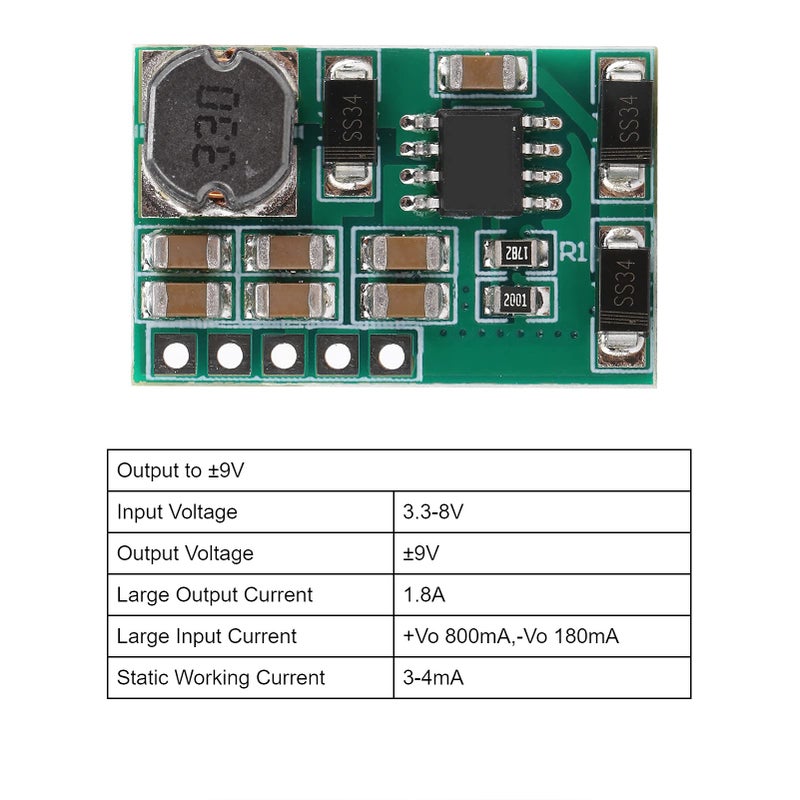 وحدة محول رفع DC إلى DC 9 فولت إمداد طاقة موجب وسالب لـ ADC DAC LCD - Image 3
