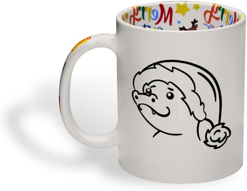 Style In Print Ceramic Christmas Coffee Mug 11 Ounces Cute Cartoon Dinosaur with Santa Cap Style A Funny Tea Cup Christmas Santa Cap Design Only Design Only - Image 1