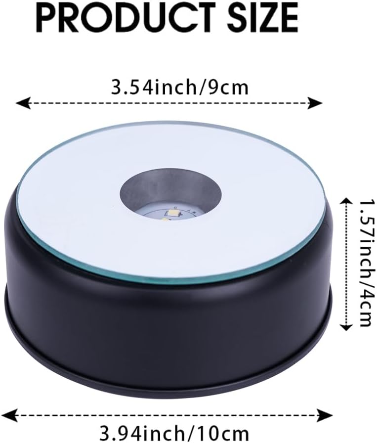 PHMOOJ Black Rotating Display Stand Light Base Colorful Cup Display Turner Spinner Light Tumbler Crystal Turning Display Base Stand with USB Power Cable for Crystals Glass Jewelry Art Gift - Image 2