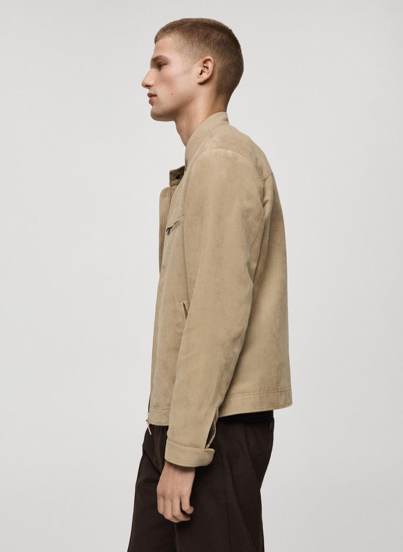 Mango Man Suede-Effect Biker Jacket  - Image 3