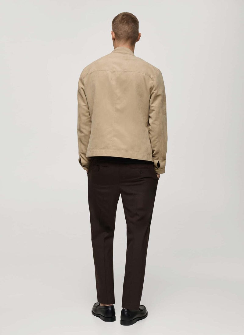 Mango Man Suede-Effect Biker Jacket  - Image 2