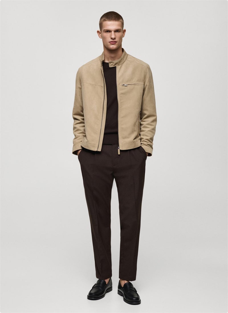 Mango Man Suede-Effect Biker Jacket  - Image 4