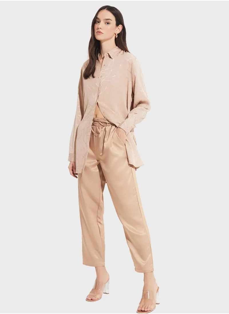 JUNE Patterened Button Down Shirt