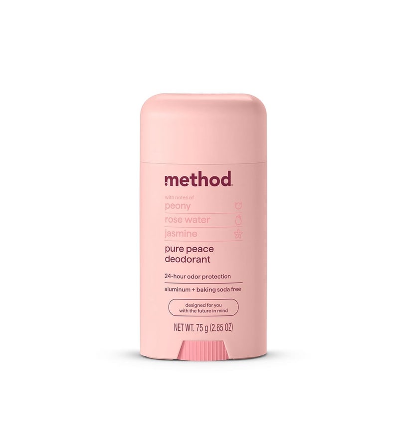 Method Deodorant Pure Peace Rose Water Peonies  Pink Sea Salt notes 24 Hour Odor Protection 265 oz