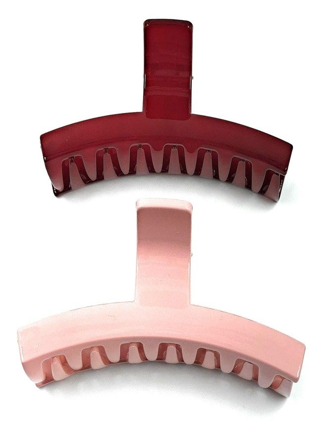Fairytale Korean Style High Grip T Shape Maroon & Pink Big Hair Clutcher Hair Clip,Claw For Women And Girls. Size 4 Inches Approx (Set Of 2) - Image 4