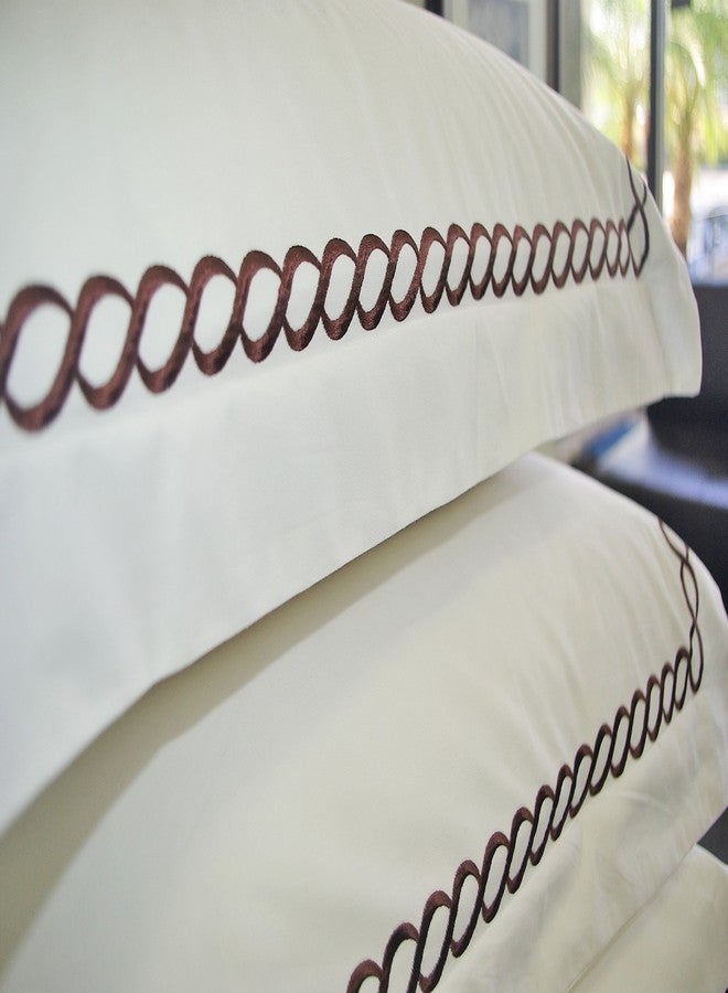 sheetsnthings Luxury Amy- Chocolate Twin/Twin XL Super Soft 3-Piece Embroidered Duvet Cover Set 100% Cotton 300 Thread Count - Image 3