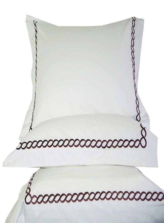sheetsnthings Luxury Amy- Chocolate Twin/Twin XL Super Soft 3-Piece Embroidered Duvet Cover Set 100% Cotton 300 Thread Count - Image 1