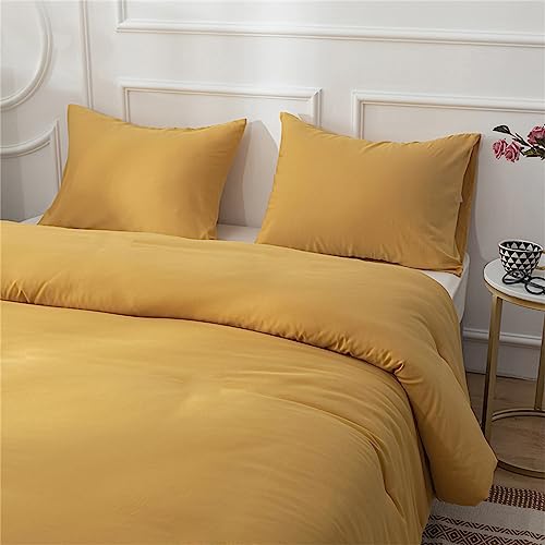 Cottonight Mustard Yellow Comforter Sets King Solid Dark Yellow Bedding Comforter Set Deep Yellow Cozy Blanket Quilts Women Men Durable Modern Style Mustsard Bedding Set for Adults Teens - Image 5