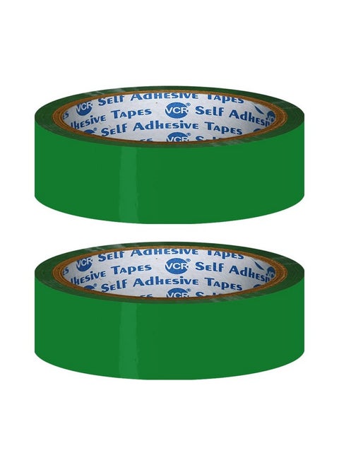 Green Color Tape 50 Meters In Length 24Mm 1" Width 02 Rolls Per Pack Bopp Self Adhesive Tape For Arts And Craft Use Box Packing Office And Home Use