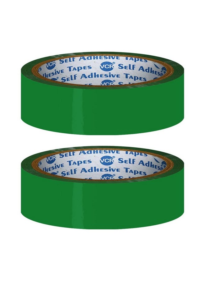 VCR Green Color Tape 50 Meters In Length 24Mm 1" Width 02 Rolls Per Pack Bopp Self Adhesive Tape For Arts And Craft Use Box Packing Office And Home Use  - Image 1