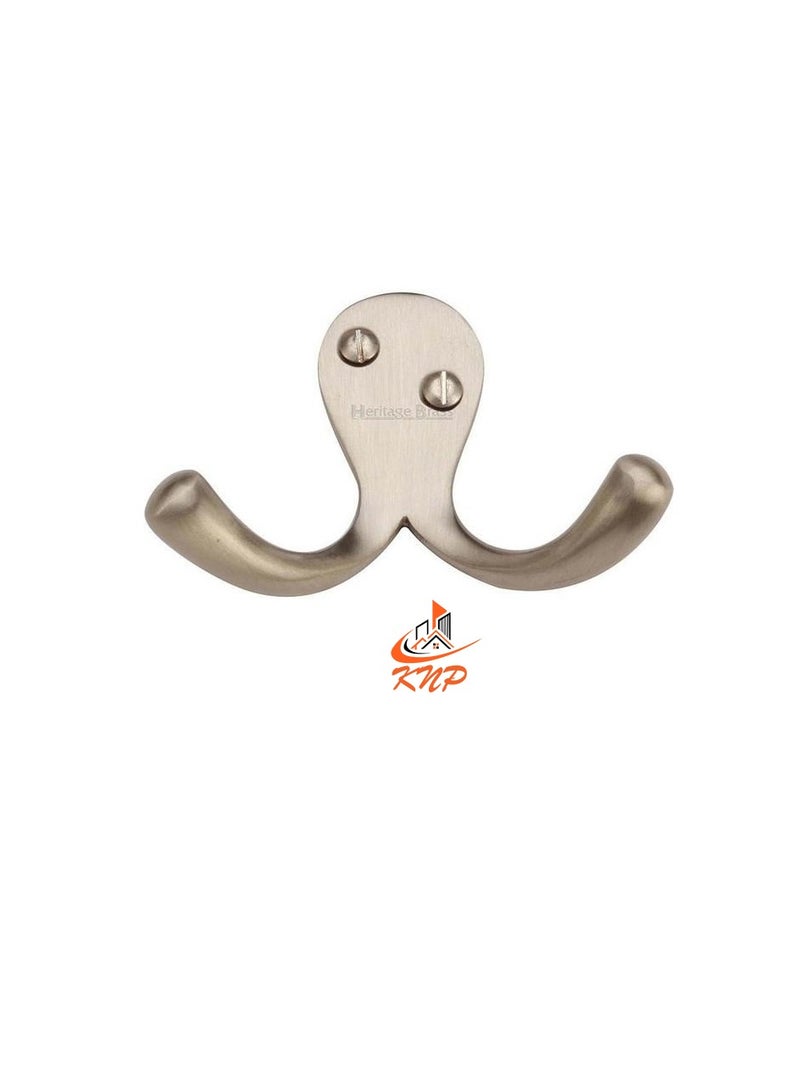 KNP Double Coat Hook - SN Finish  - Image 1