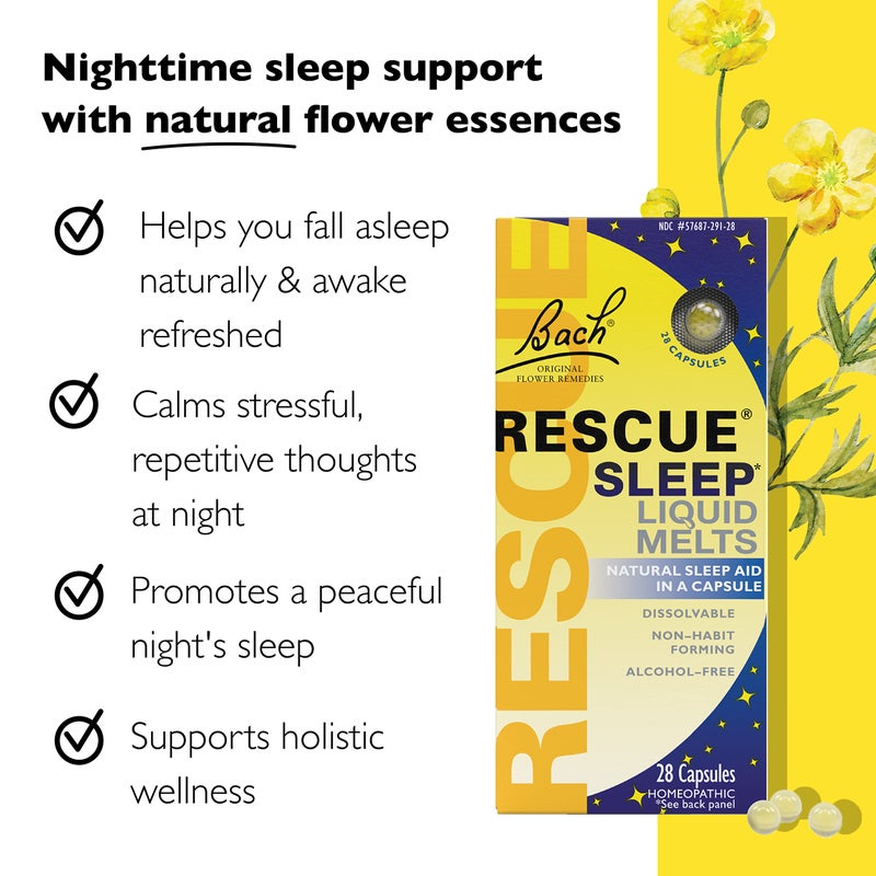 Bach Stress & Sleep Bundle, Bach Rescue Pearls, Natural Stress Relief [and] Rescue Sleep Liquid Melts, Natural Sleep Aid - 2-Pk, Homeopathic Flower Essence - Image 5