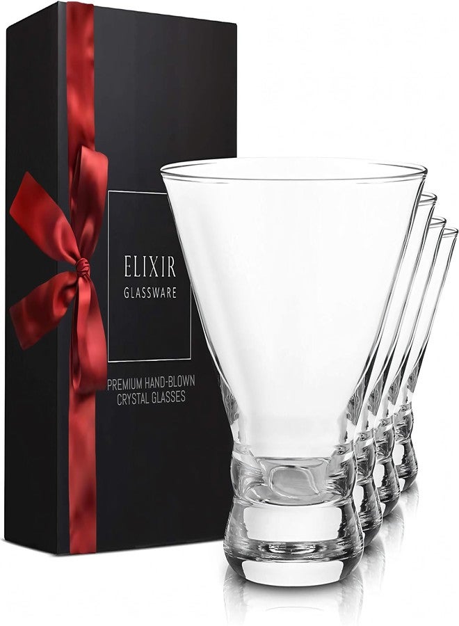 Elixir Glassware طقم كؤوس مارتيني بدون ساق من إليكسير جلاسوير، 4 قطع - 9 أونصة - كؤوس مارتيني مصنوعة يدويًا من الكريستال - كؤوس كوكتيل أنيقة، طقم كؤوس مارتيني من 4 قطع، كؤوس كريستال، هدايا منزلية للنساء والرجال - Image 1